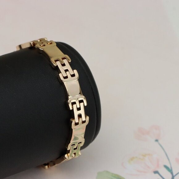 "Rose Gold Polished Link Bracelet in 19cm Gold Plated Brass, XPBL0874 - Picture 9 of 13